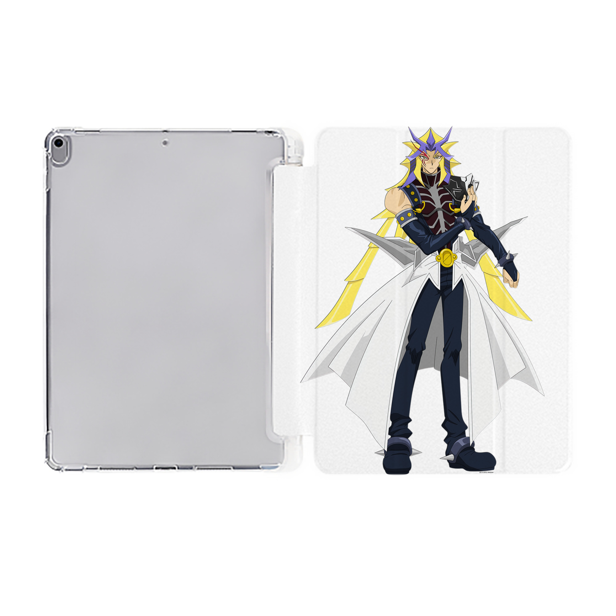 （画像用） 遊☆戯☆王 Yu-Gi-Oh! IPad ケース ペン収納付き 三つ折りスタンド PUレザー×シリコン 対応機種9.5/10.5/10.9インチ
